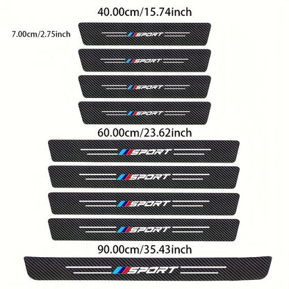 9-Pack Universal Car Door Sill Protectors, Durable PVC Anti-Scratch Pedal Stickers with Sporty Design, Easy Installation.