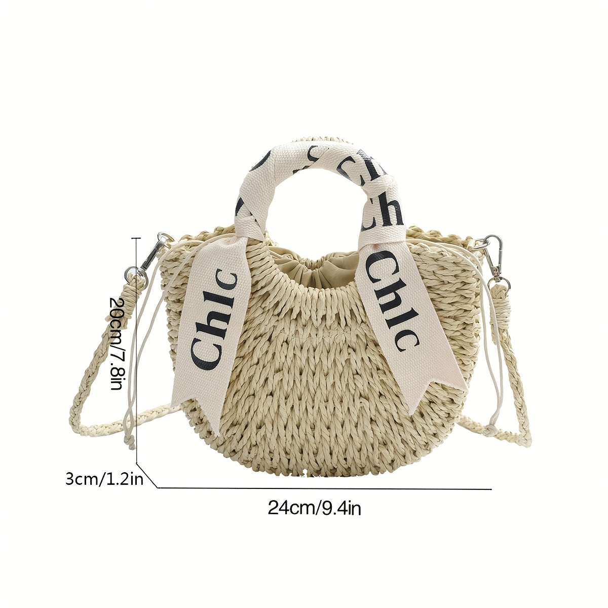 Fashionable women's handbag suitable for shopping, dating, parties, and work commuting, can be worn as a crossbody or shoulder bag, made of straw woven material.