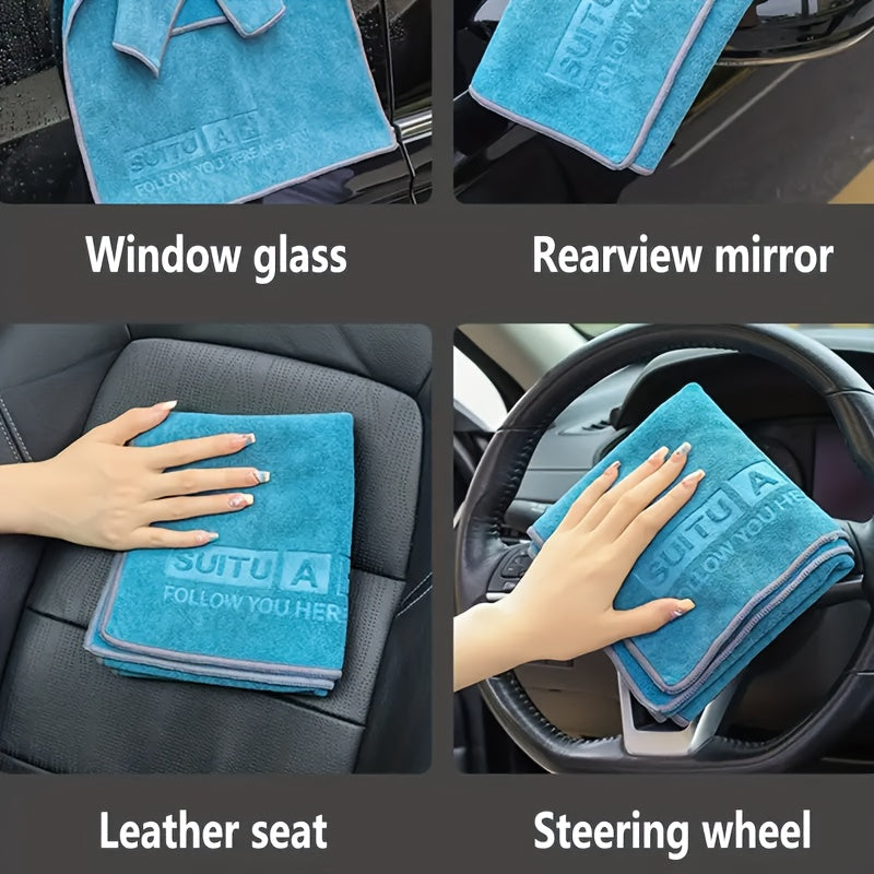 Highly absorbent microfiber towel for car washing, suitable for interiors and glass.