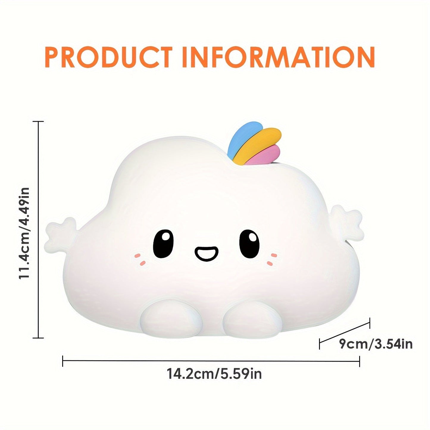 The PIKOY Kawaii Cloud LED Night Light is a whimsical addition to any room. With a remote control, 16 color options, and 8 levels of dimmable brightness, this USB rechargeable light is perfect for adding a touch of charm to your bedroom. The included