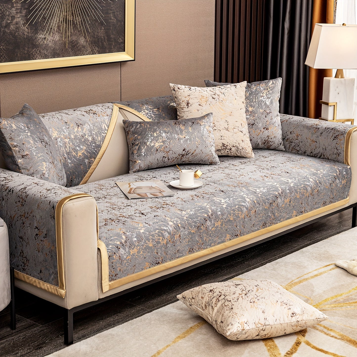 European Style Sofa Cover, universal slipcover for all seasons with pillow case backrest cover and sofa cushion protective cover. Suitable for various rooms and home decor.