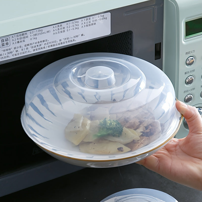 A microwave-safe lid made of clear plastic, designed for bowls with a diameter of 23cm/9.06in, safe for contact with food.