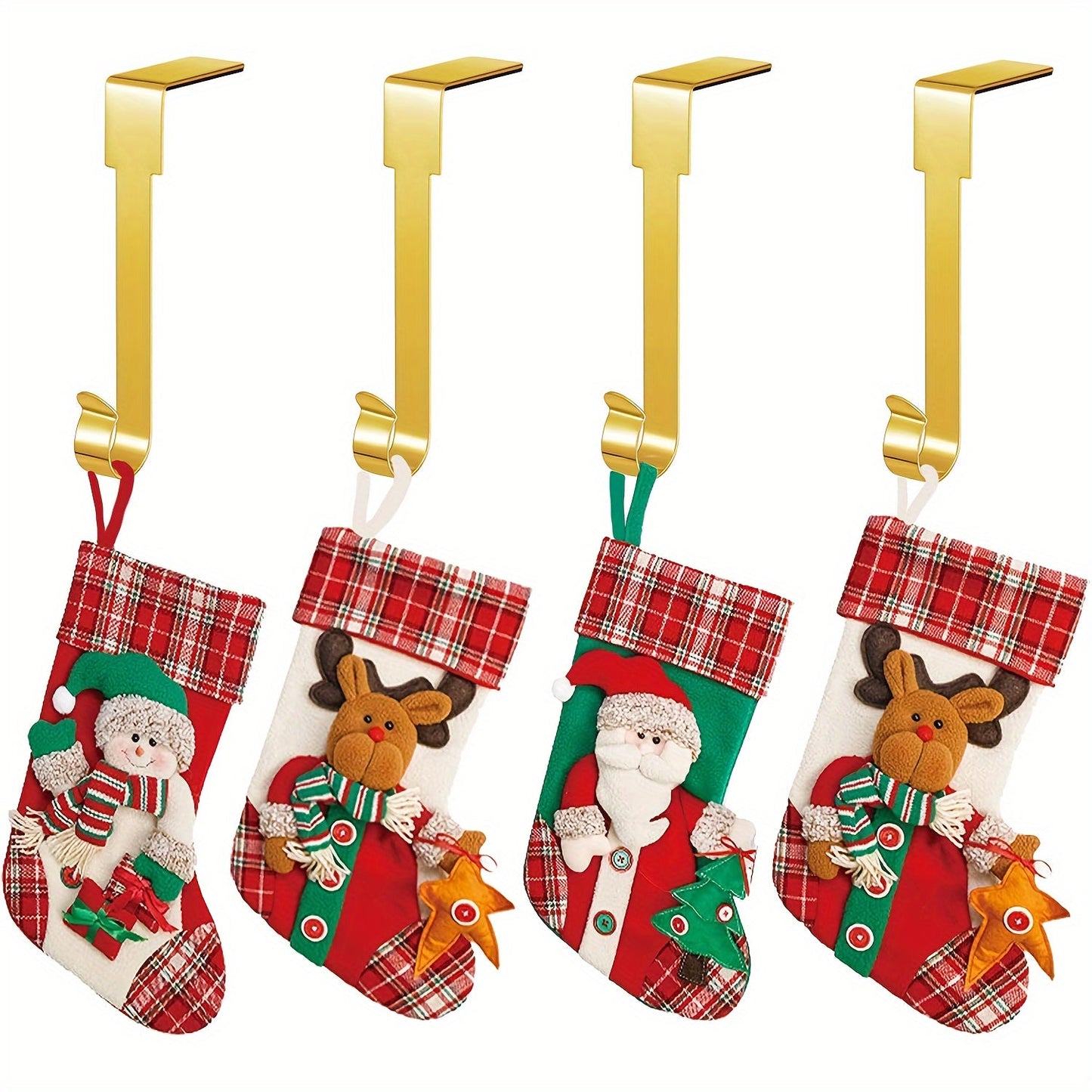 Durable Non-Slip Metal Christmas Stocking Holders - Single Mantel Hooks for Fireplace Decor, Ideal for Holiday Gatherings & Home Accentuation, Charming Rustic Christmas Decor