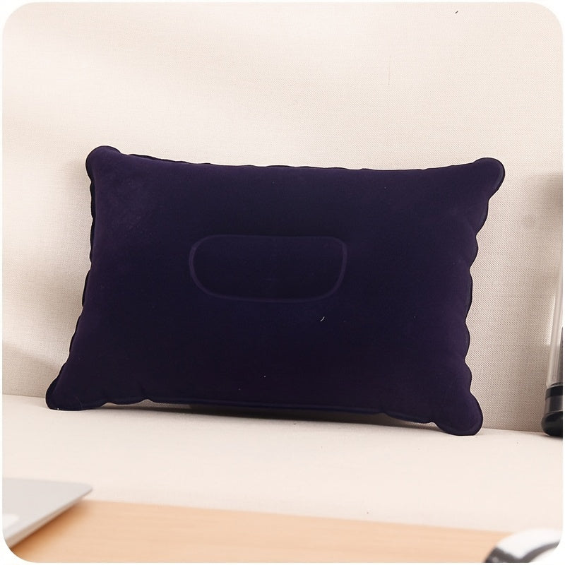 Soft and Luxurious Microfiber Inflatable Pillow for Travel and Camping - Easy to Clean, Lightweight, Rectangle Shape.