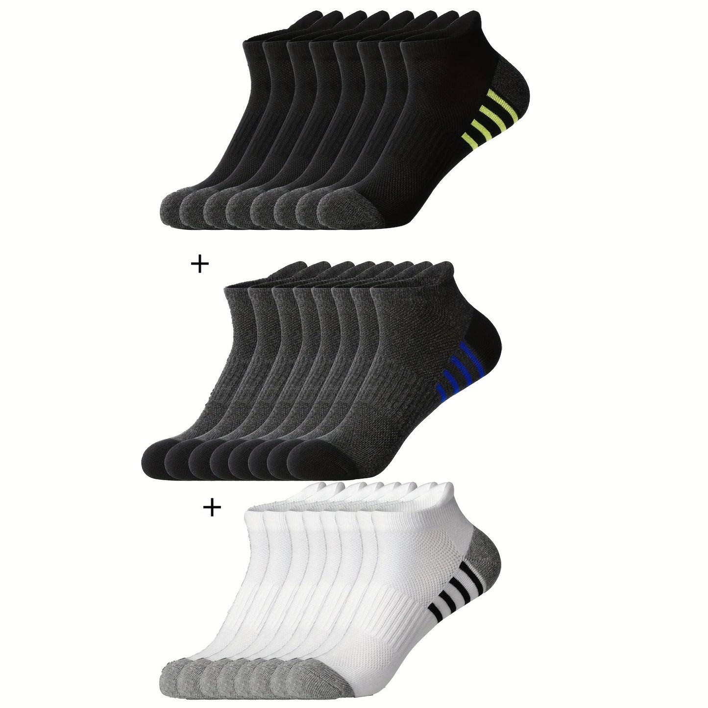 Men's casual striped sports socks, breathable and soft, ideal for summer fitness.