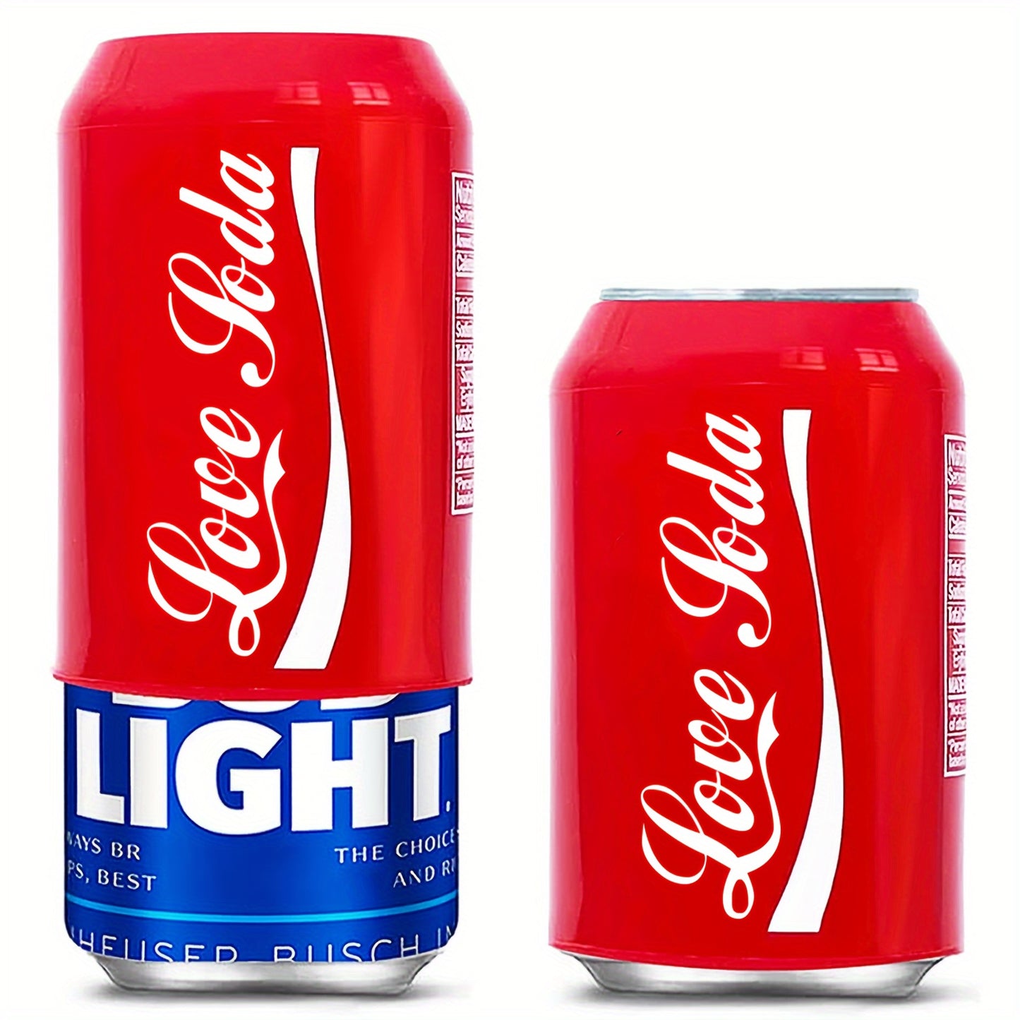 LOVE SODA Silicone Cover disguises beer cans as soda cans for 12/16fl.oz (355ml/500ml) sizes. Available in 1pc and 3pcs sets.