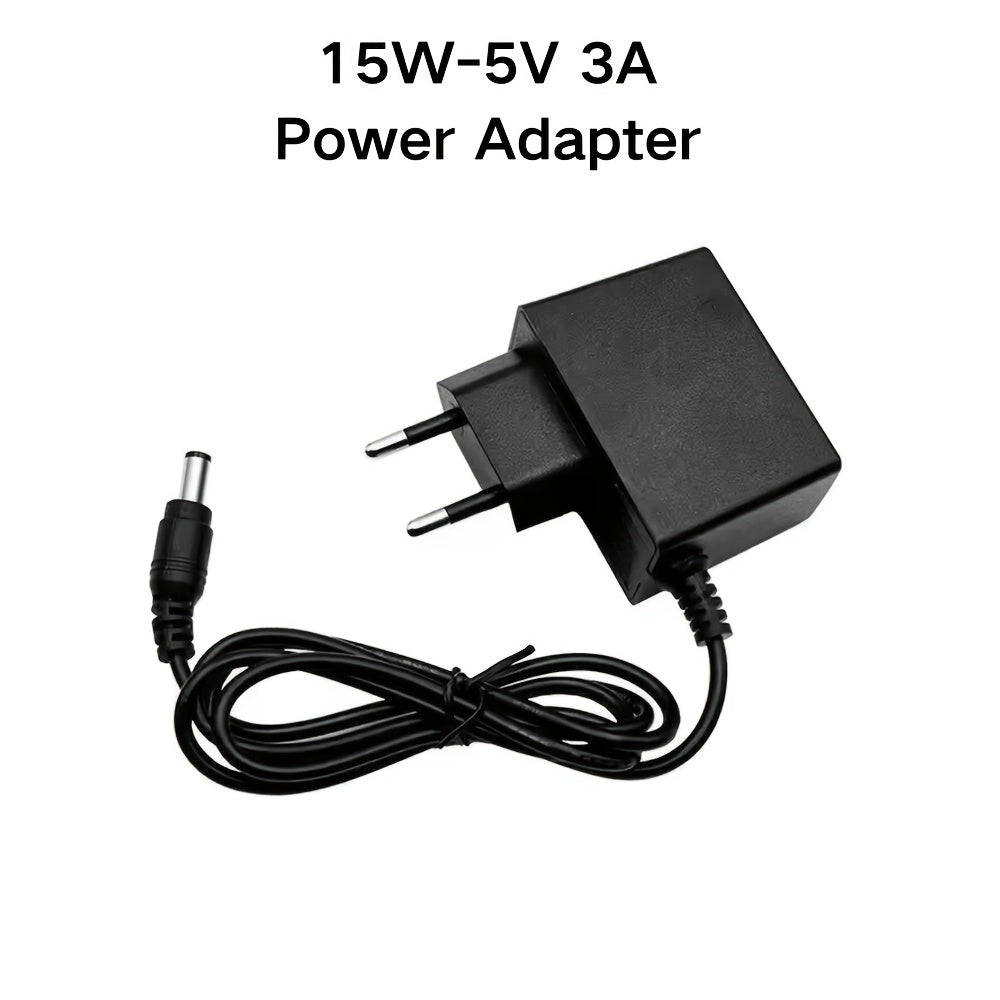 12V power adapter with various amp options, also compatible with 5V and 9V devices. Suitable for LED light strips, security cameras, routers, and speakers.