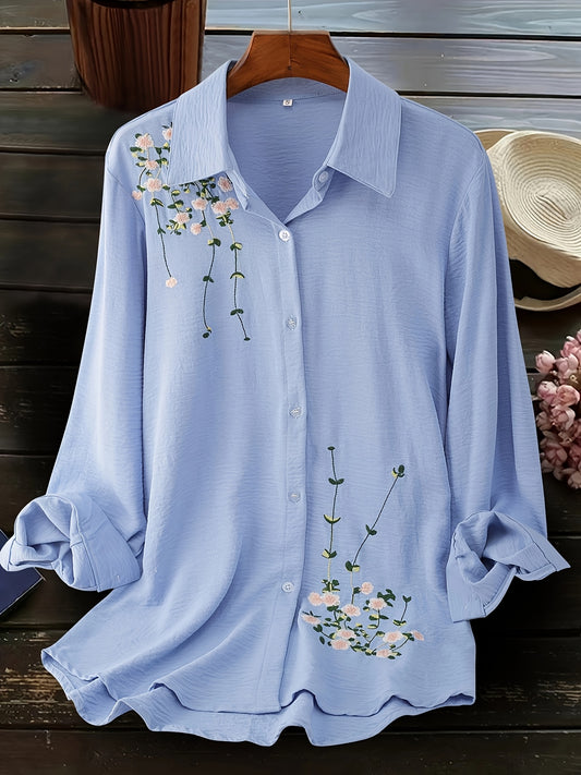 Plus Size Embroidered Blouse