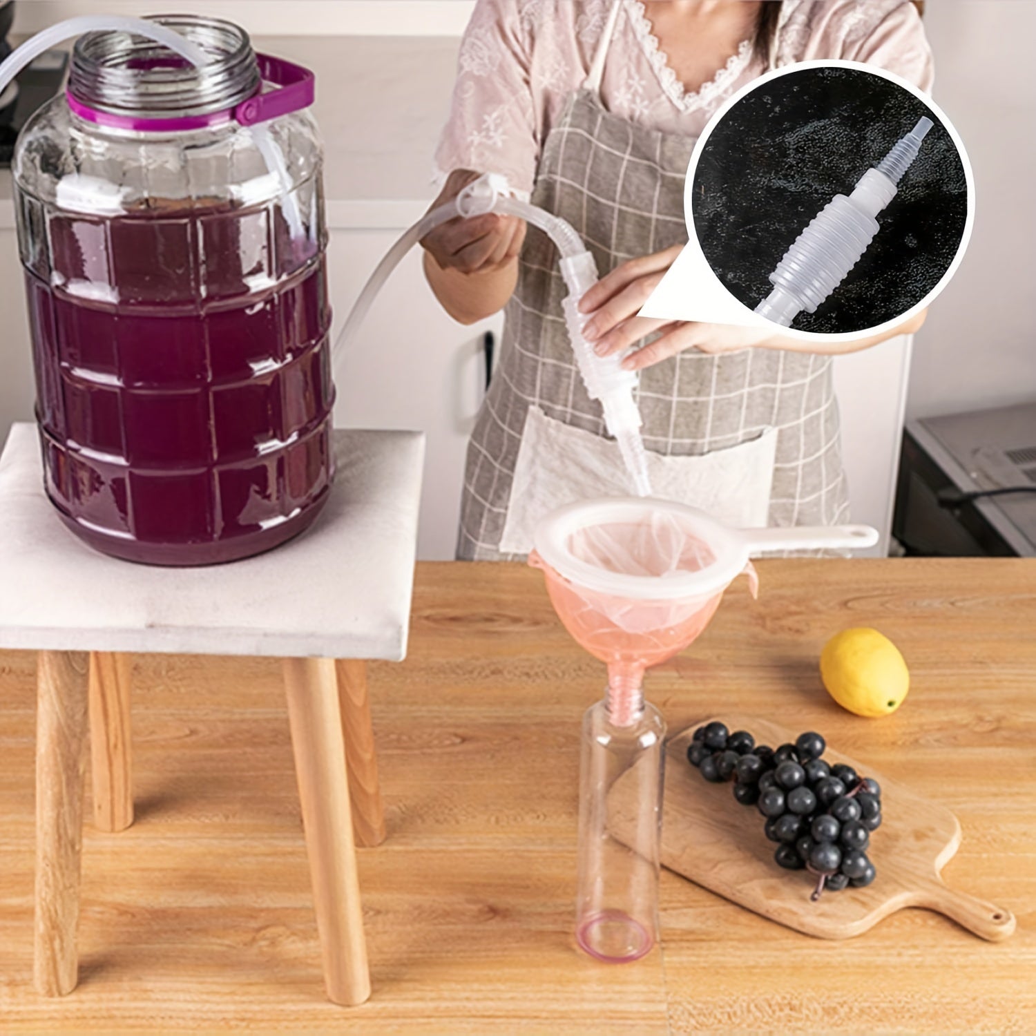 Plastic Wine Siphon Filter with Hose Clip: Ideal for Home Winemaking and Brewing