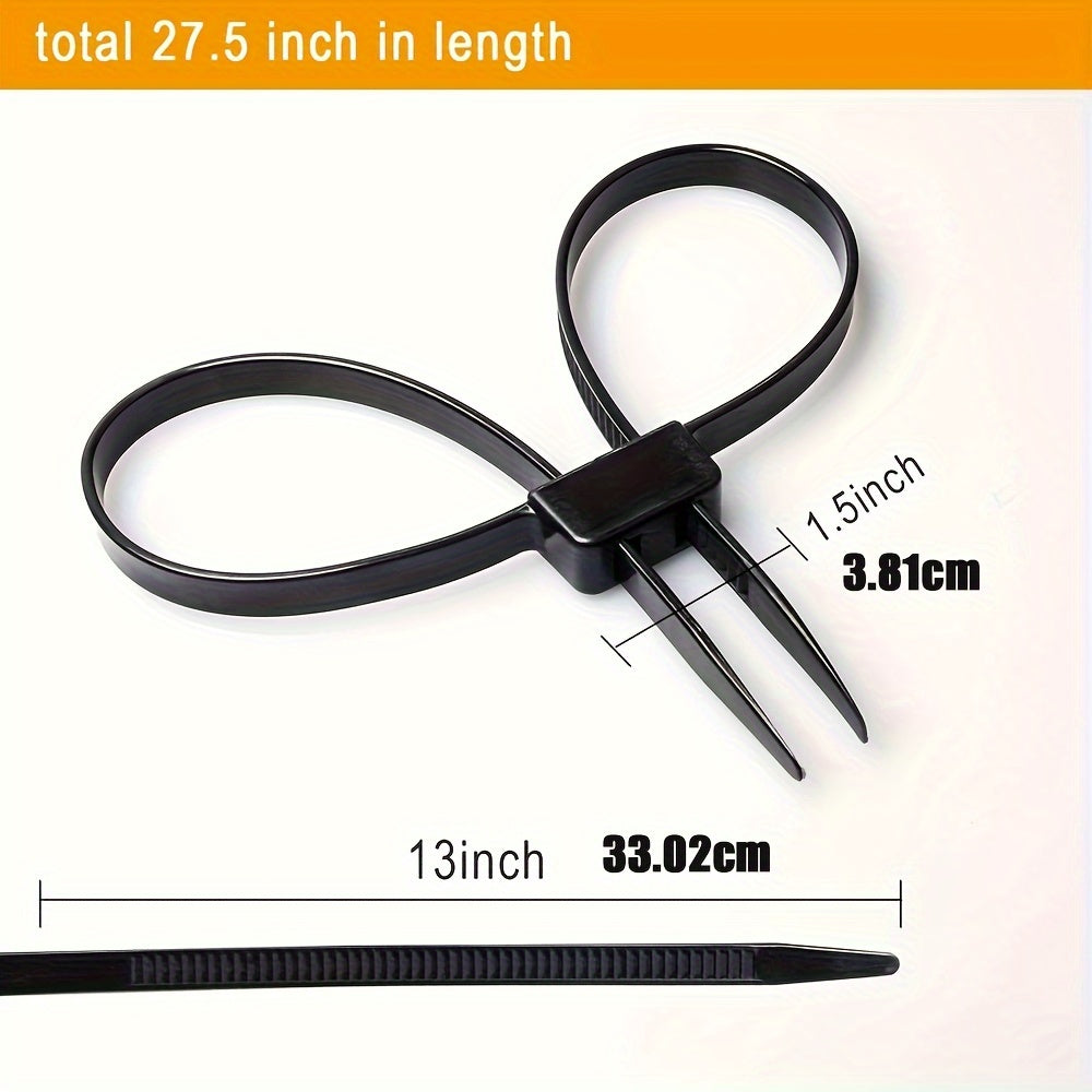 Durable black nylon zipper tie handcuffs in 1/3/10pcs, with UV & heat resistance, weatherproofing, and anti-slip design for secure fastening in various applications.