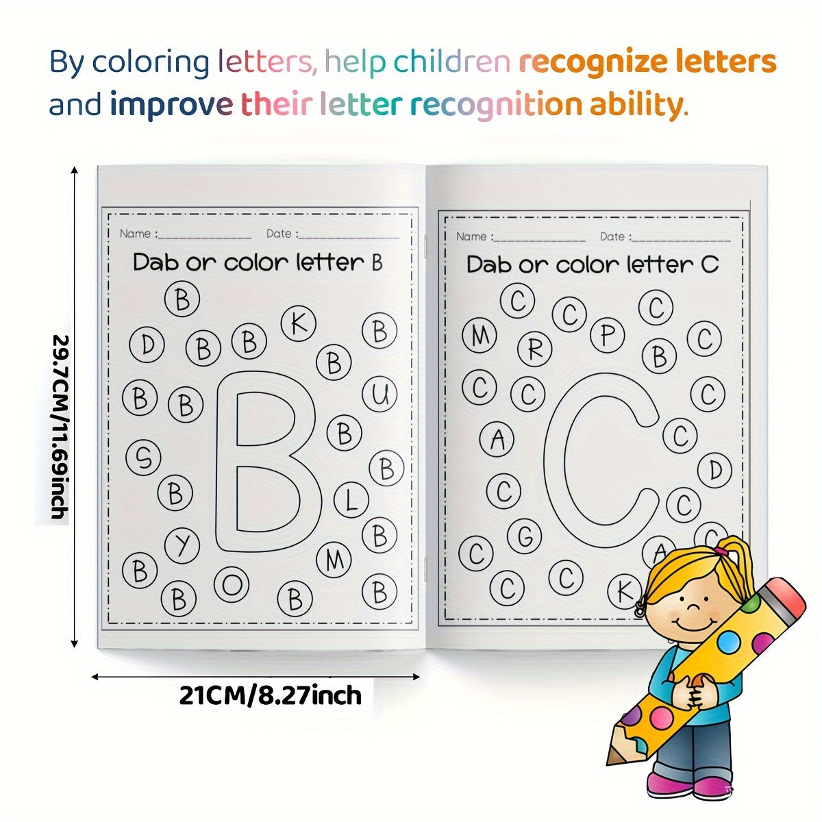 Explore the alphabet in our coloring adventure book.