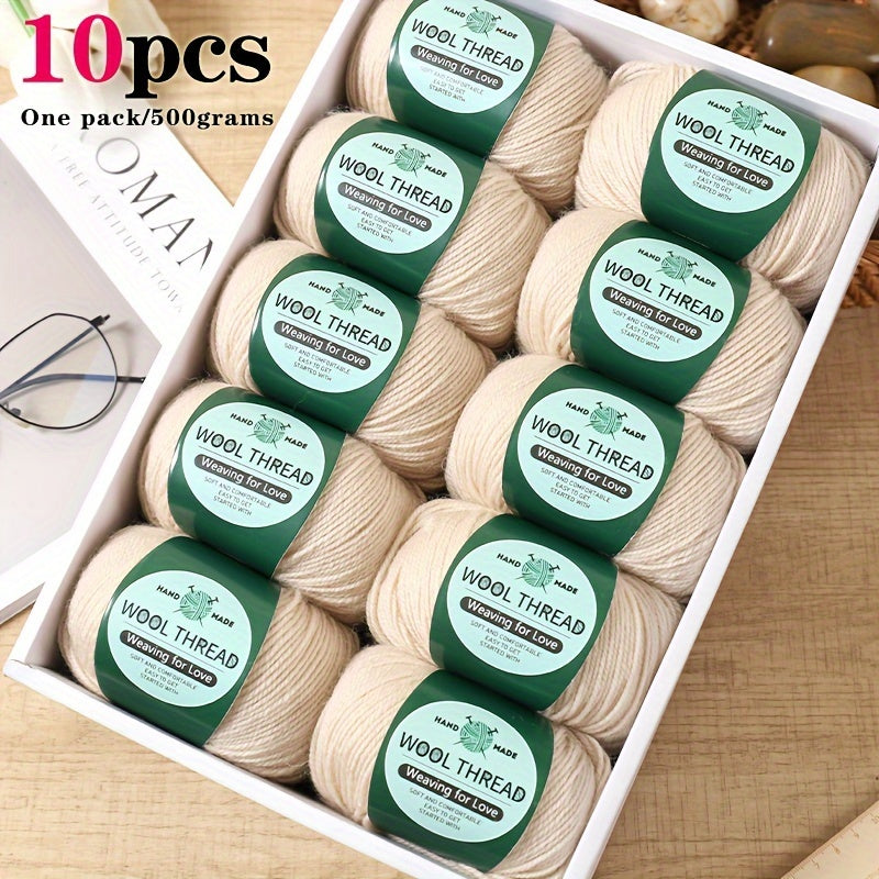 10 pieces of Australian yarn, each pack weighing approximately 500g with 10 balls. It has a moderate thickness, is easy to knit, soft, and warm. Ideal for crocheting sweaters, coats, vests