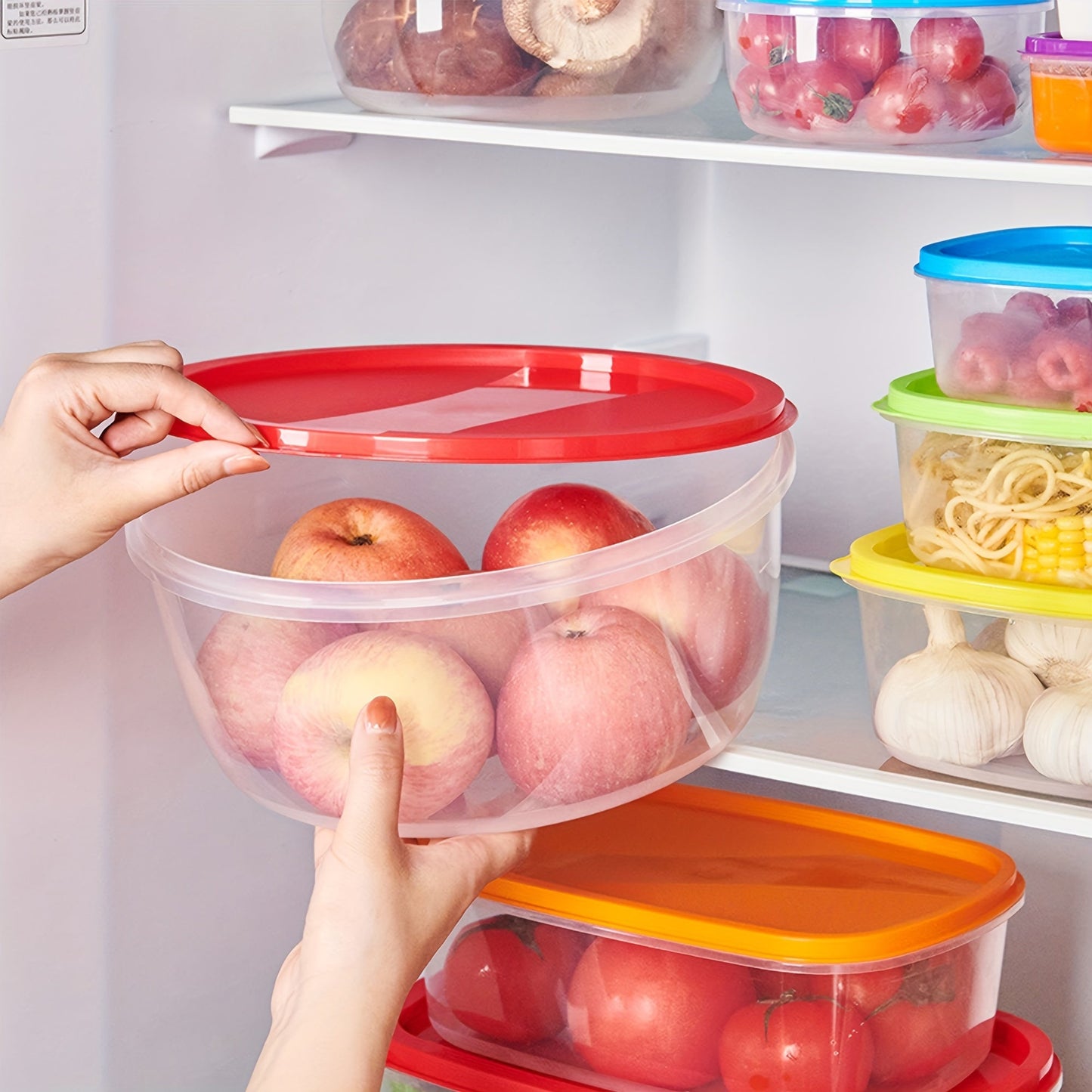 Keep your food fresh with the Rainbow Fresh-keeping Box Set. This set includes 4/5/6pcs containers with lids, perfect for storing large amounts of food. These reusable containers are perfect for storing food in the refrigerator, packing lunches, or