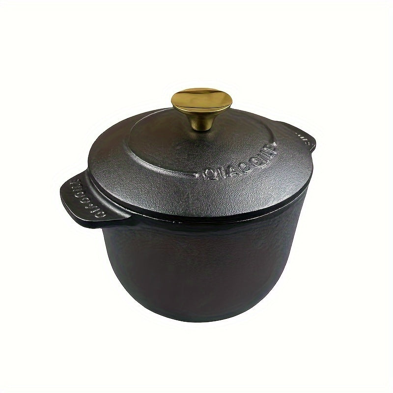 Dual handled Cast Iron Stew Pot with Versatile Non-Stick Design for Effortless Cooking of Soups and Porridge with No Coating