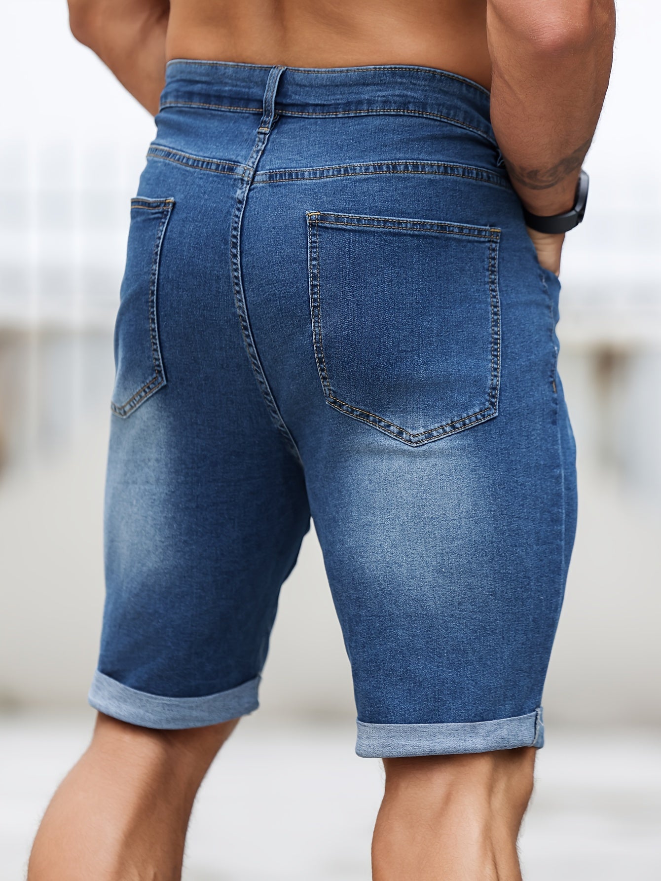 Plus size men's denim shorts