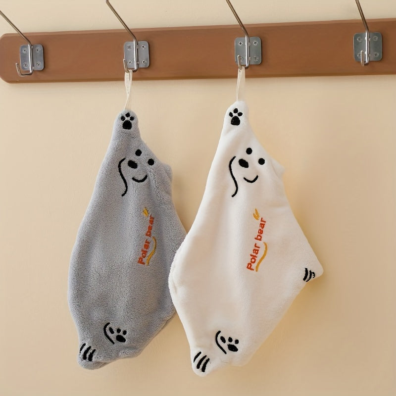 Cute polar bear hand towel, quick-drying and absorbent.