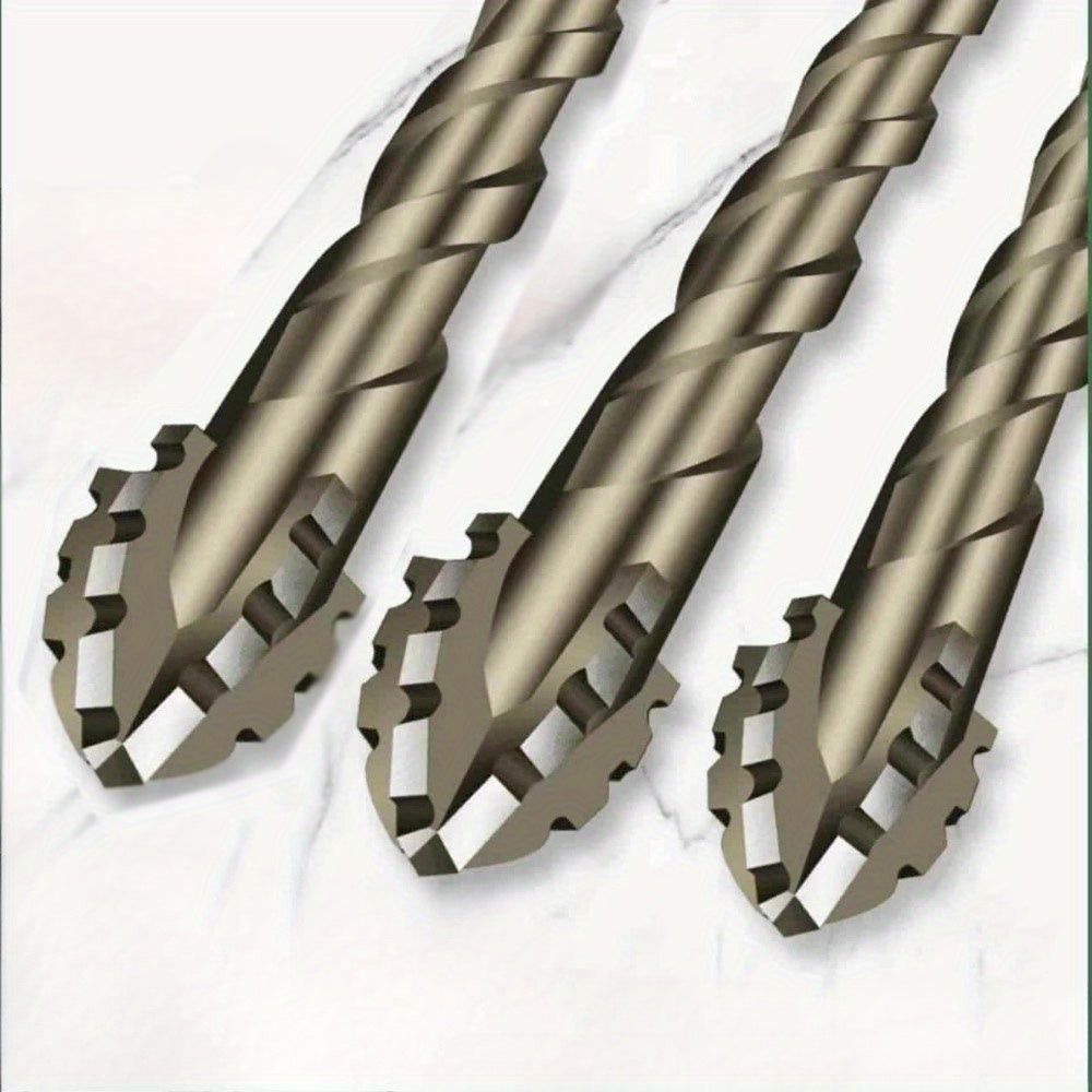 3 ProPlus carbide-tipped drill bits with hex shank for various materials, ideal for dry drilling.