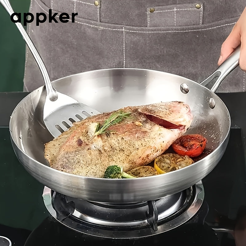 Appker Stainless Steel Frying Pan - 1 piece, Non-Stick, Dishwasher Safe, Compatible with Gas Stove & Induction Cooker, Perfect for Cooking Steak & Vegetables, Essential Kitchen Tool