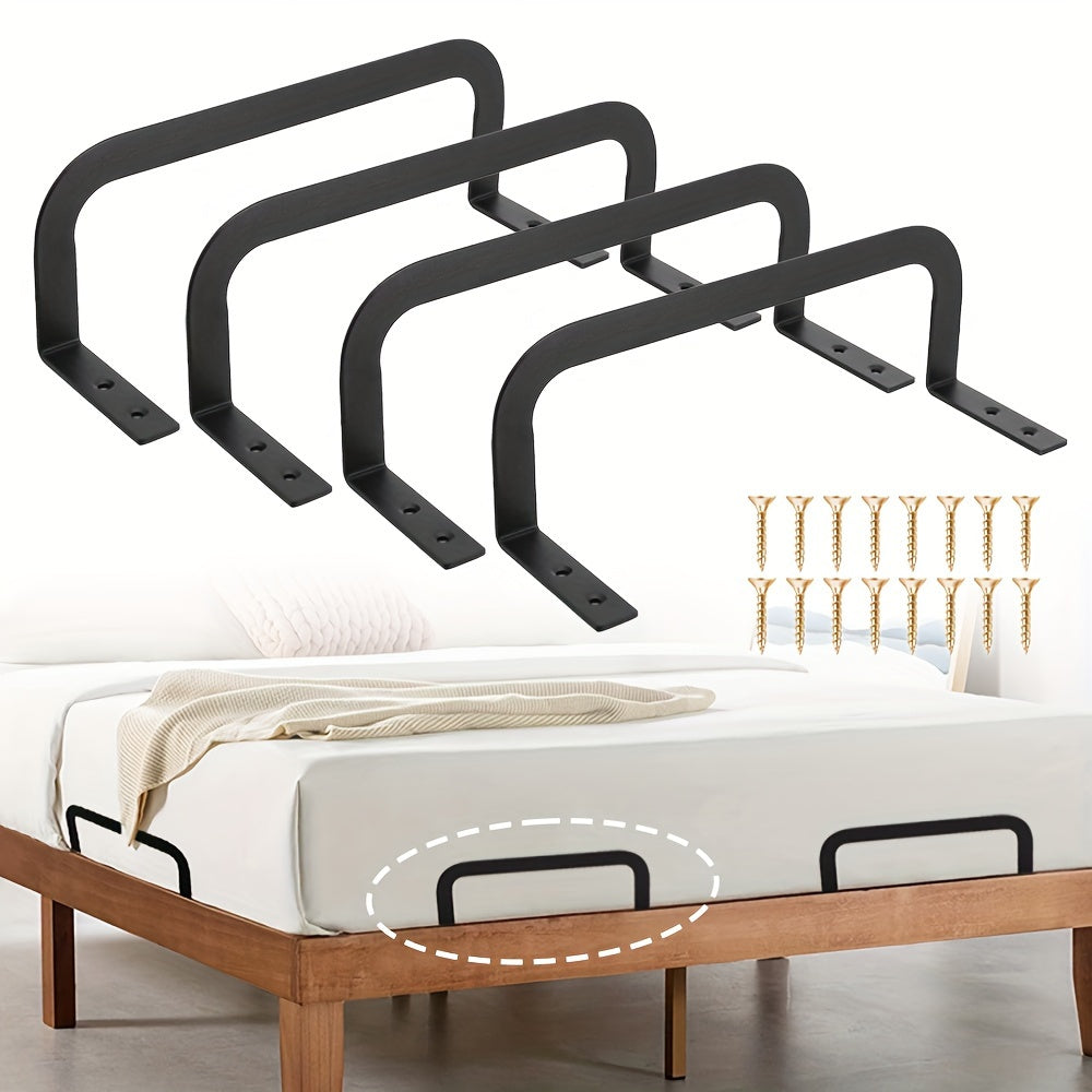 Keep your mattress securely in place with this 4-pack of metal bed frame stabilizers, designed to prevent sliding. Perfect for wooden bed frames.