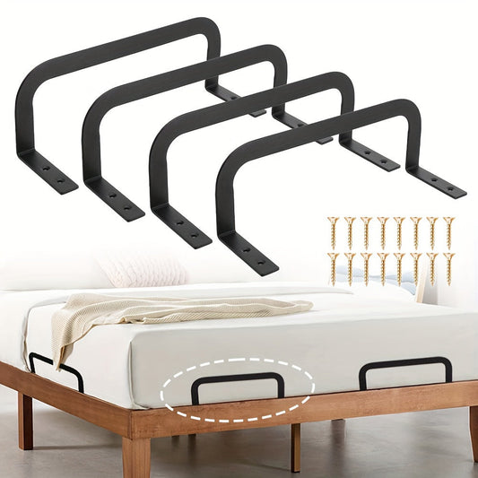 Keep your mattress securely in place with this 4-pack of metal bed frame stabilizers, designed to prevent sliding. Perfect for wooden bed frames.