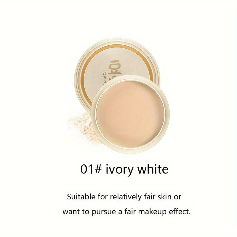 Soy Milk Setting Powder Compact with Puff, Translucent Powder for Concealing, Contouring, Waterproof, Long-lasting, Oil Control, Minimizes Pores, Wet/Dry Use