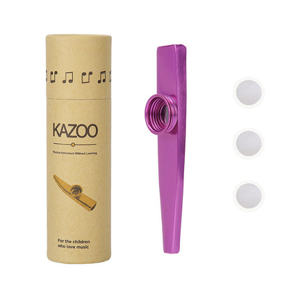 High-quality metal kazoo with flute tube, three flute membranes, and lightweight aluminum alloy construction. Portable and easy to use, suitable for both beginners and experienced