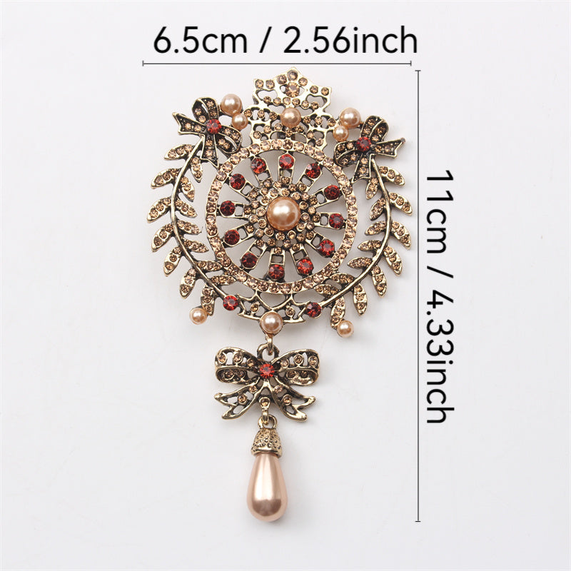 Zarif Rhinestone Brooch Pin - Barokko Qush dizayni bilan, notekis shaklda, Emal materialidan tayyorlangan, noyob bo'sh gullar mavzusi, retro Xitoy uslubidagi palto aksessuari