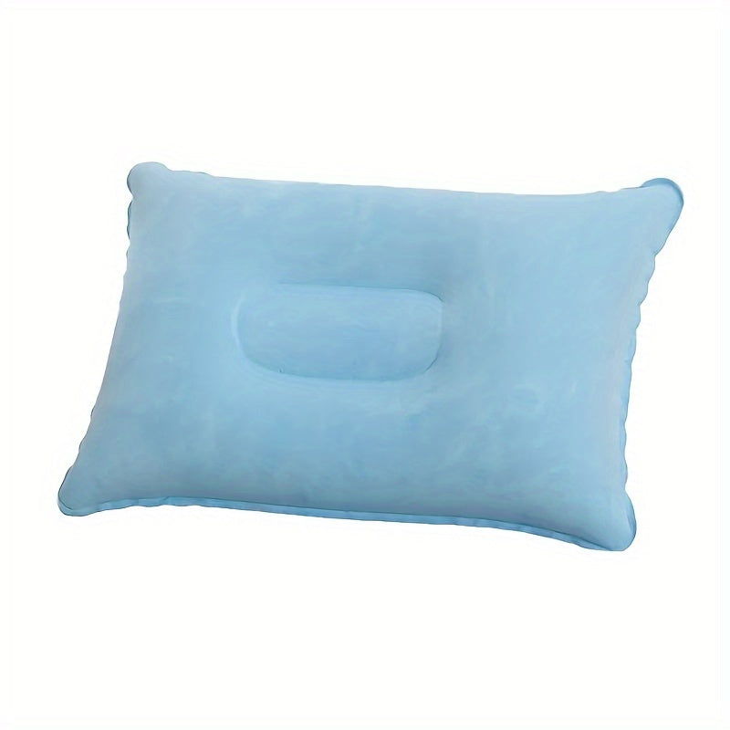 Inflatable Travel Pillow for Camping, Portable Flocked Pillow for Nap, PVC Square Pillow