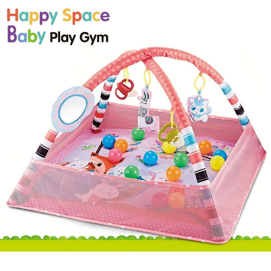 Children's Play Gym Mat, Tummy Time Activity Mat with 6 Detachable Toys and 20 Sensory Toys for Stage-Based Sensory and Motor Skill Development, Washable Mats for Kids.