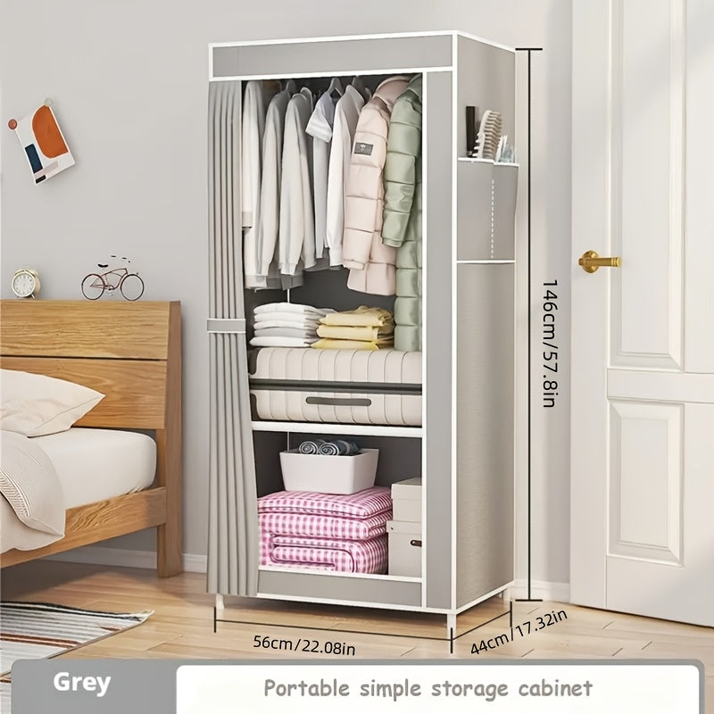 Conveniently Assemble Your Non-Woven Fabric Wardrobe - Roomy 3.2 Cubic Feet Storage Closet with Sturdy Metal Frame for Bedroom, Rental Housing, Organizing Clothes, and Home Storage. Easy to Set Up, Moveable Closet Solution