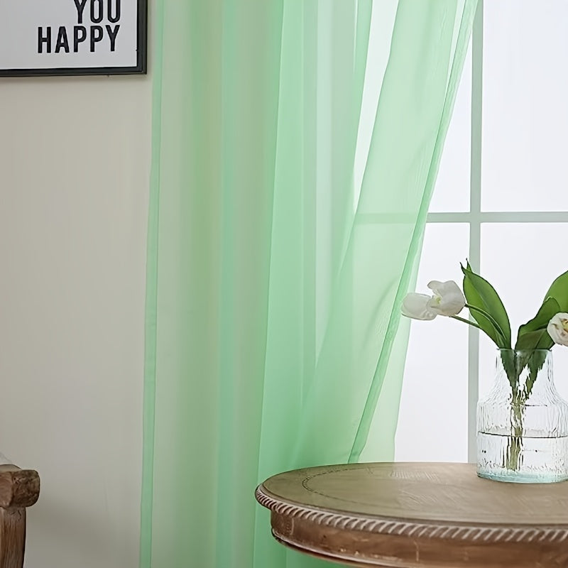 Two panels of sheer curtains with a basic rod pocket design, perfect for adding a touch of elegance to your bedroom, office, living room, yard, kitchen, or any other space in your home.