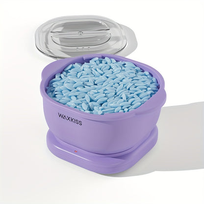 WAXKISS Purple Silicone Wax Warmer Kit with 500ml capacity, includes Hard Wax Beads & Wooden Sticks for hair removal. Suitable for salon and home use.