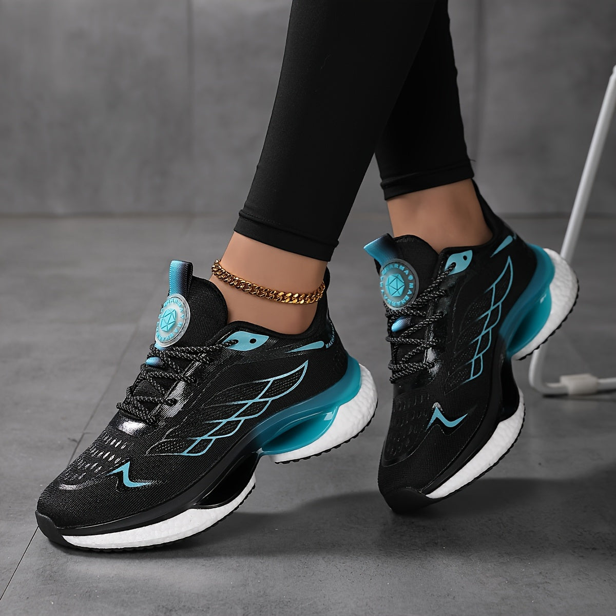 Plus size 6-12 women's athletic sneakers in three colors, featuring lightweight, breathable mesh, shock absorption, non-slip sole, lace-up closure, and a casual low-top design suitable for