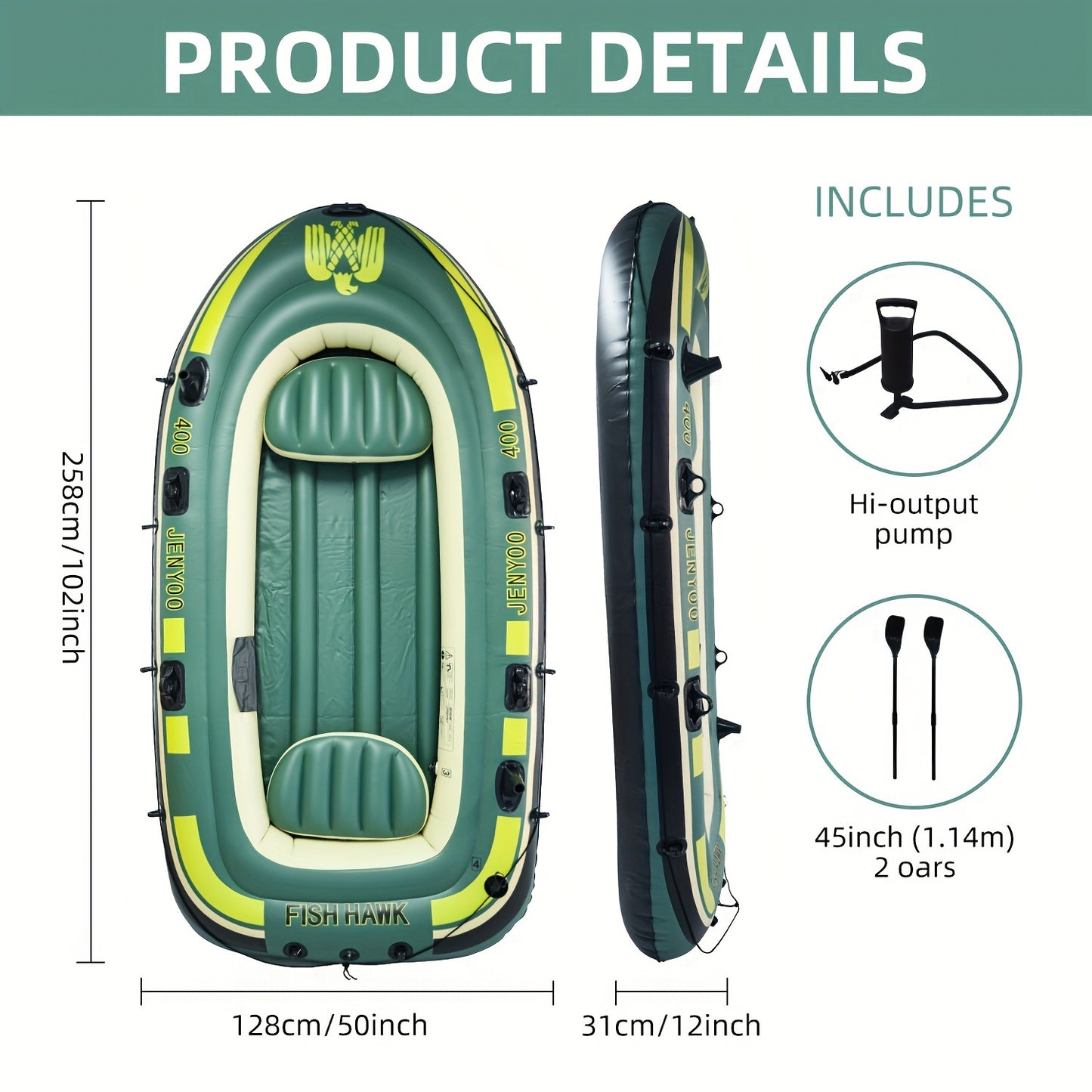 Durable PVC Inflatable Fishing Kayak Series with High-Output Pump, Luxury Paddle, Steering Rudder, Ideal for Various Bodies of Water.