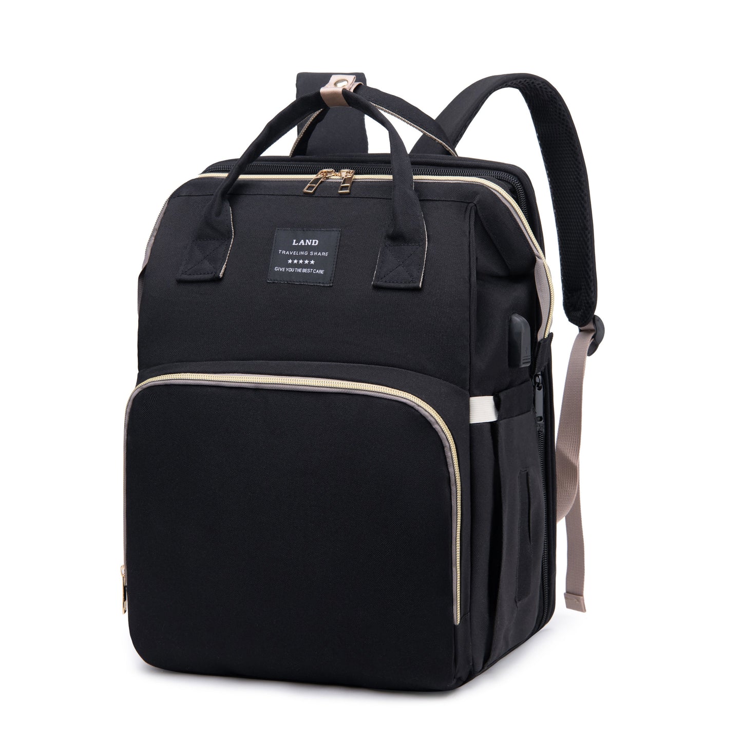 Get the ultimate convenience and style with the Lamroro Multifunctional Diaper Backpack! Made with a soft shell polyester, this daypack includes a changing station, mirror embellishment, multiple compartments, and a stylish striped pattern. Perfect for