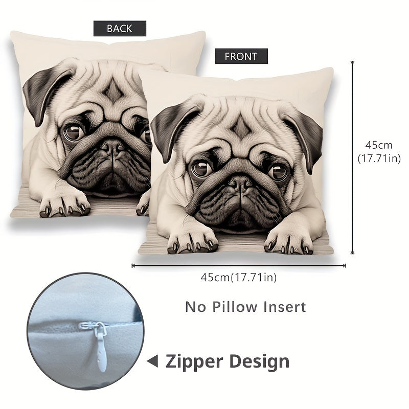 4PCS Cute Puppy Throw Pillowcases for living room sofa; no pillow insert included.