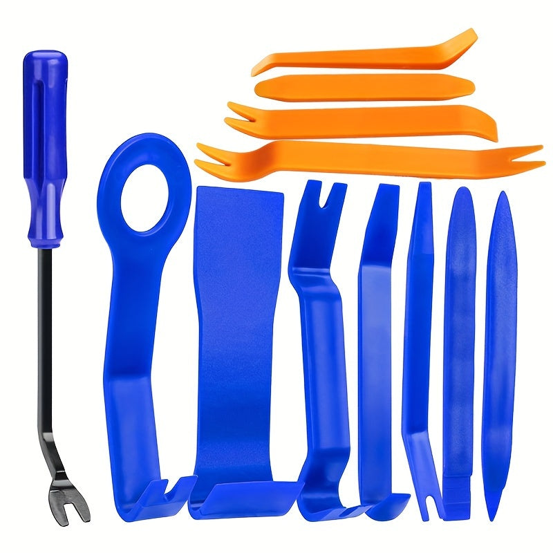 12 piece set of car lever tools for disassembling car interiors, audio systems, and decorative elements.