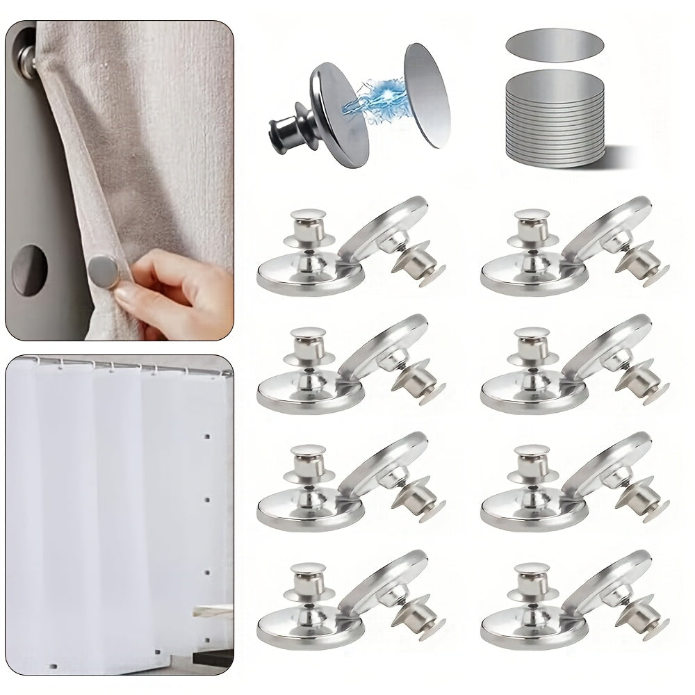 Keep your curtains secure with our Magnetic Curtain Buckles! These curtain weighted magnet clips come with thumb tacks for easy installation. Choose from 8, 16, or 24 pieces of curtain magnetic fixing buckles to keep your curtains or shower curtains in