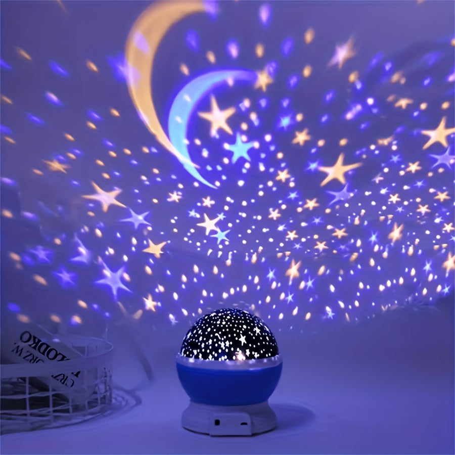 Dream Luminous Lamp: Transform your room into a starry night sky with this unique 1pc Star Night Light. Featuring 12 colors changing light modes and a 360° rotating moon star projector, this lamp comes with a USB cable for convenient charging. Give the