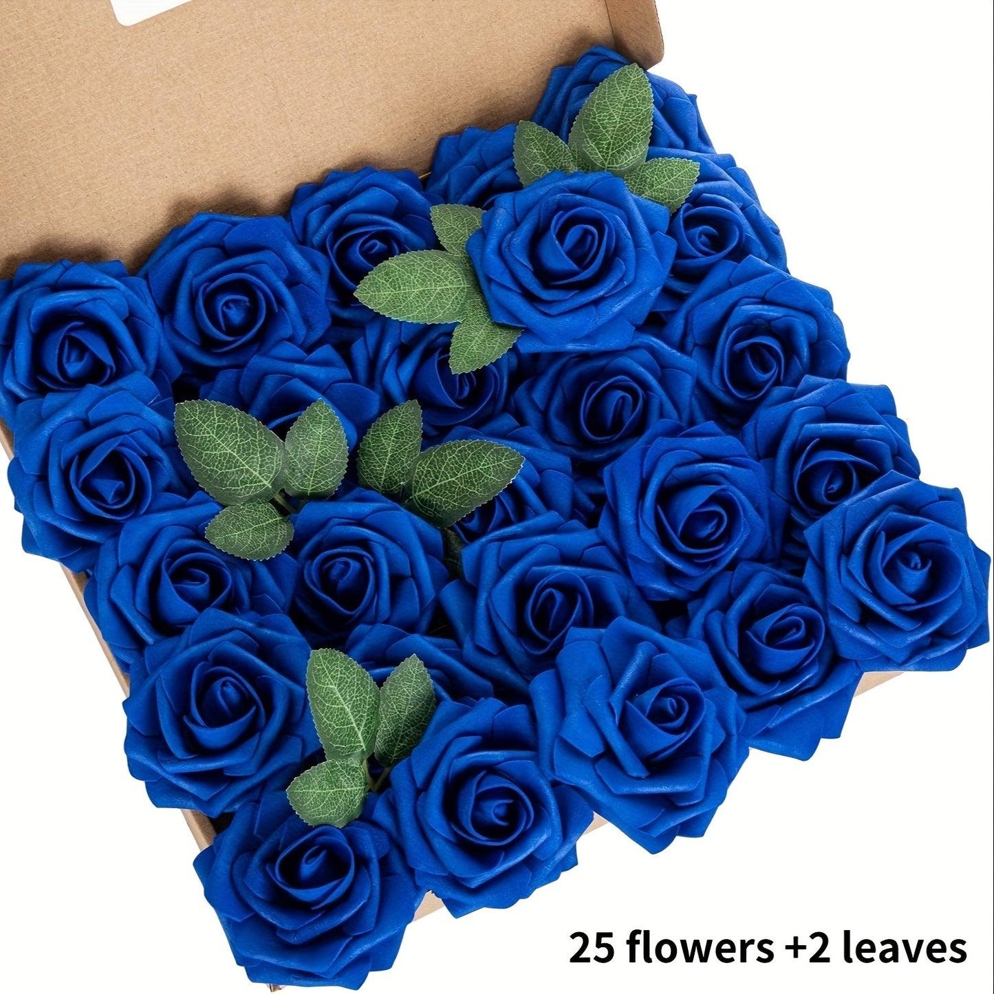 27 artificial ivory foam roses with stems and leaves, ideal for DIY wedding bouquets, bride gifts, centerpieces, and party tables.