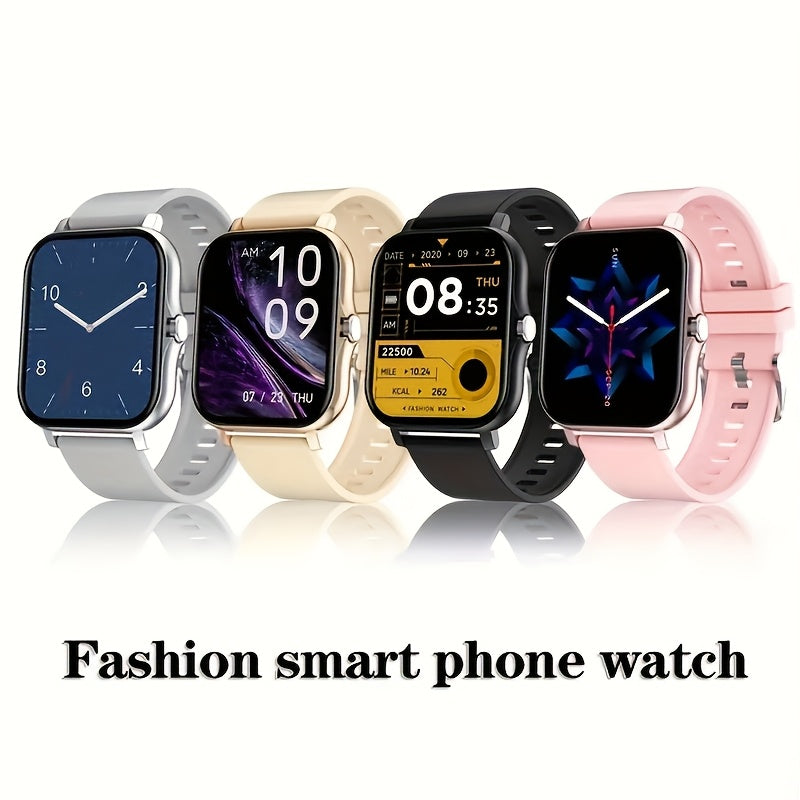 Touch screen smart watch with real-time caller ID & information alerts, seamless data sync for both iPhone and Android, USB charging, silicone strap, metal body, 240P TFT display - ideal