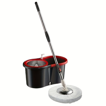 360° Rotating Mop and Bucket Set with 2 Microfiber Mop Heads, Stainless Steel Handle, Suitable for Wet and Dry Cleaning, Perfect for Home and Office Use in Living Room, Bedroom, Bathroom, Toilet, and Kitchen.