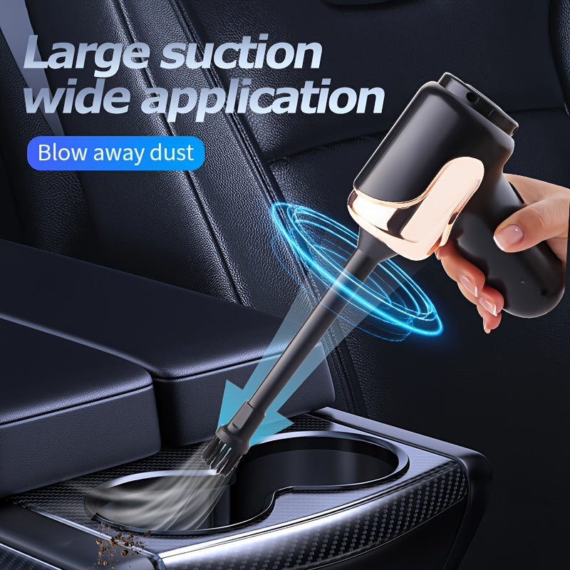 A powerful 3-in-1 wireless vacuum cleaner suitable for cars and homes. Longer battery life, can suck, pump, and blow air, comes with accessories for dust and pet hair removal. Ideal for