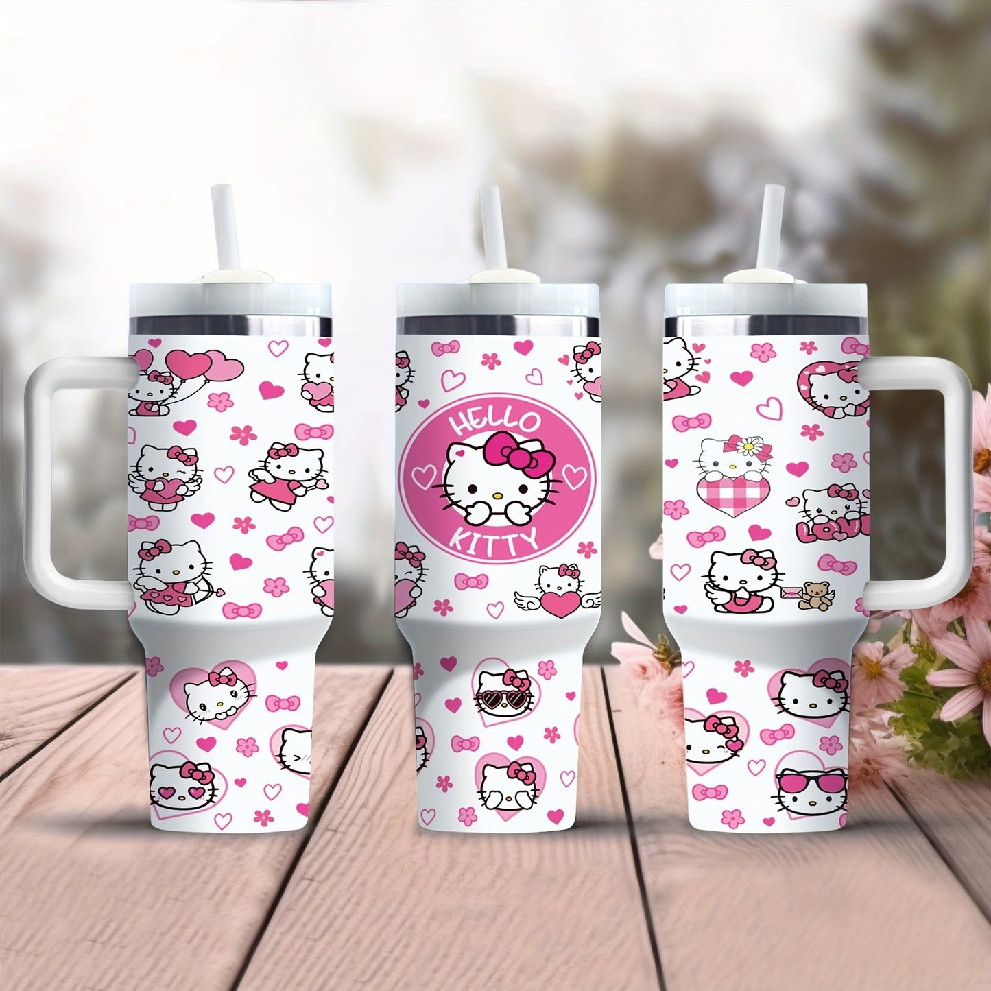 Sanrio Hello Kitty 40oz Stainless Steel Bottle - Cute Pink Design, BPA-Free, Hot/Cold Beverages, Gift for Family & Friends.