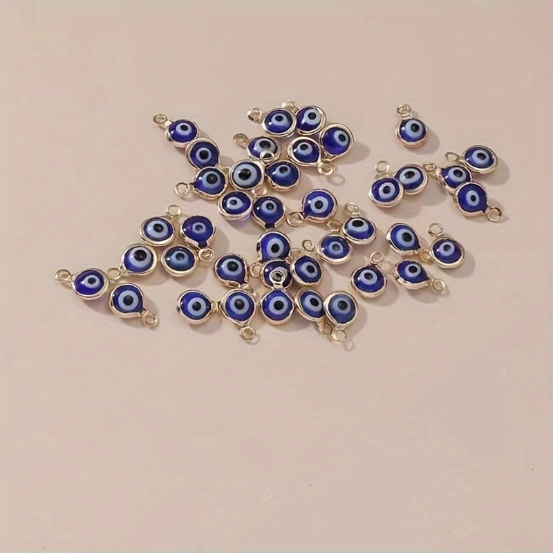 30 pieces of Blue Evil Eye Charms, Resin Pendant Beads for Crafting Jewelry, DIY Bracelets, Necklaces, and Earrings Accessories.