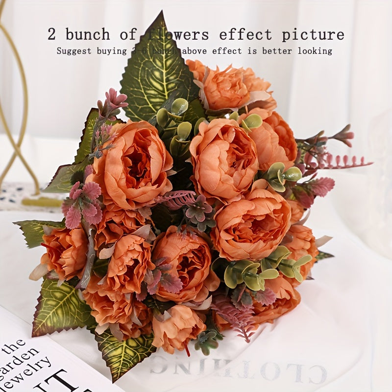 Artificial rose peony bouquets with multiple heads, stems, and various uses for home, garden, or events.