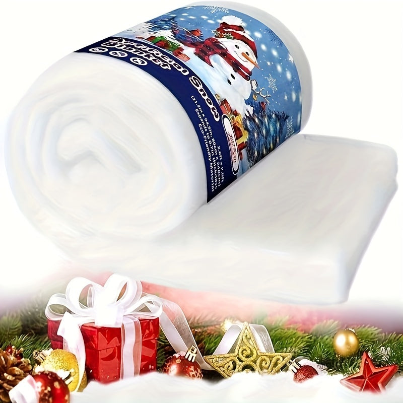 Soft white faux snow blanket for Xmas village backdrop, tree decorations, and photo props - No electricity or feathers needed - 1 piece Artificial Christmas Snow Roll