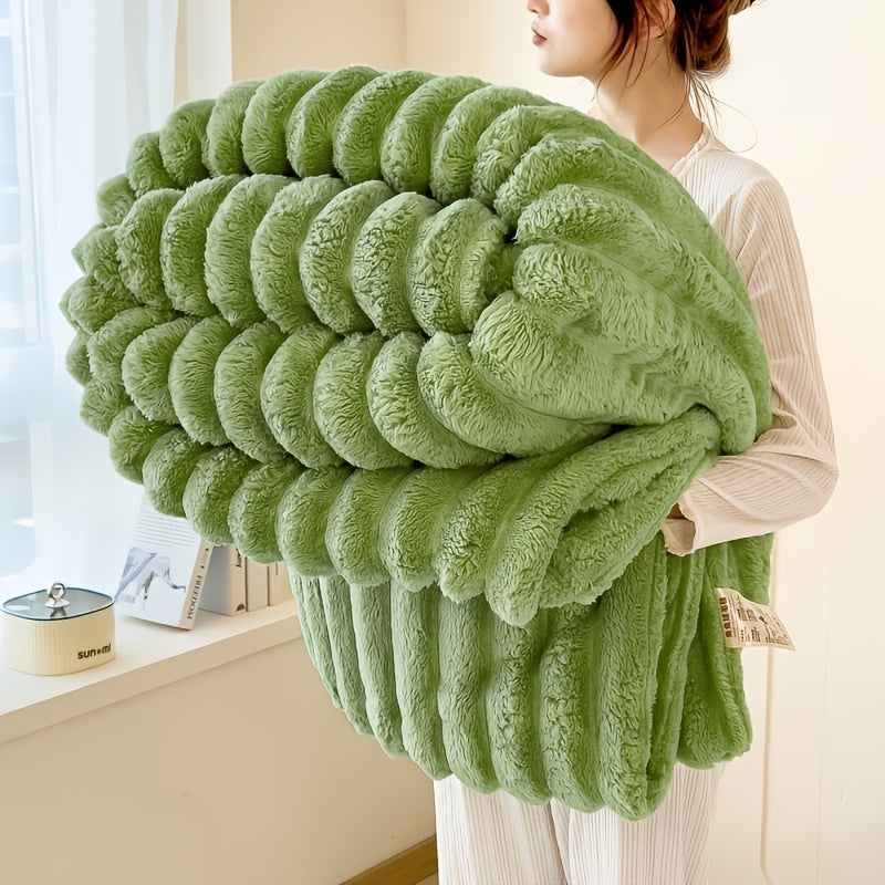 Get cozy with this multifunctional blanket made of ultra-soft milk fleece. Featuring a modern striped texture, this blanket is perfect for all-season comfort on your bed, sofa, or even while camping. Machine washable for easy care, this blanket is an