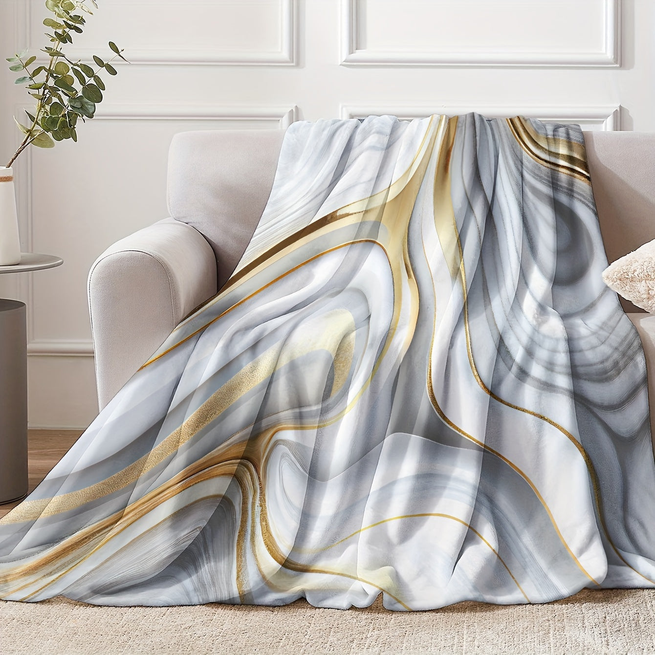 Soft and cozy marble print blanket for all seasons, perfect for travel, sofa, bed, office, or home decor. Great birthday or holiday gift for adults.