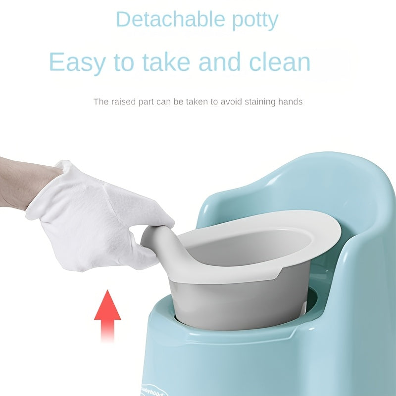 Convenient Easy-to-Clean Bear Potty Training Toilet with Lid - Made of Strong, Long-lasting PP Material, Ideal for Boys & Girls Mastering Bathroom Independence - Choose from Blue, Pink, or Cartoon Print Design